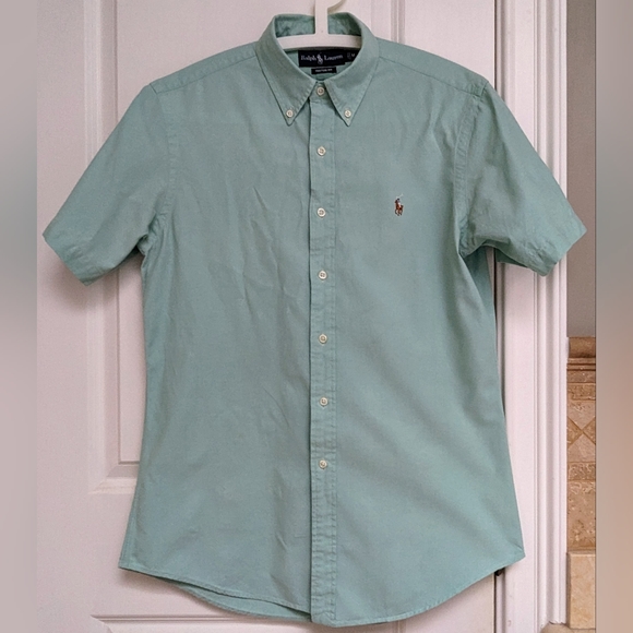 Ralph Lauren Custom Fit Oxford Short Sleeve Button Down Shirt - size M - Picture 2 of 5